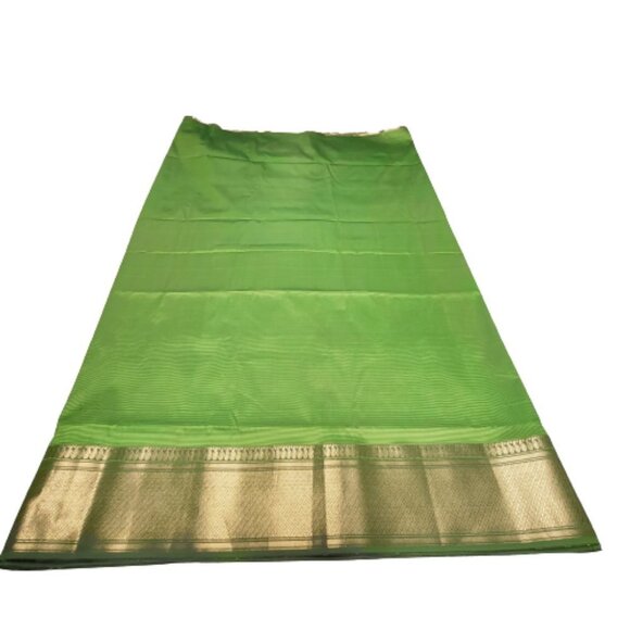 Lime Green Saree with Gold Border and Gold Accents- Unstitched- NEW ! - Picture 3 of 10